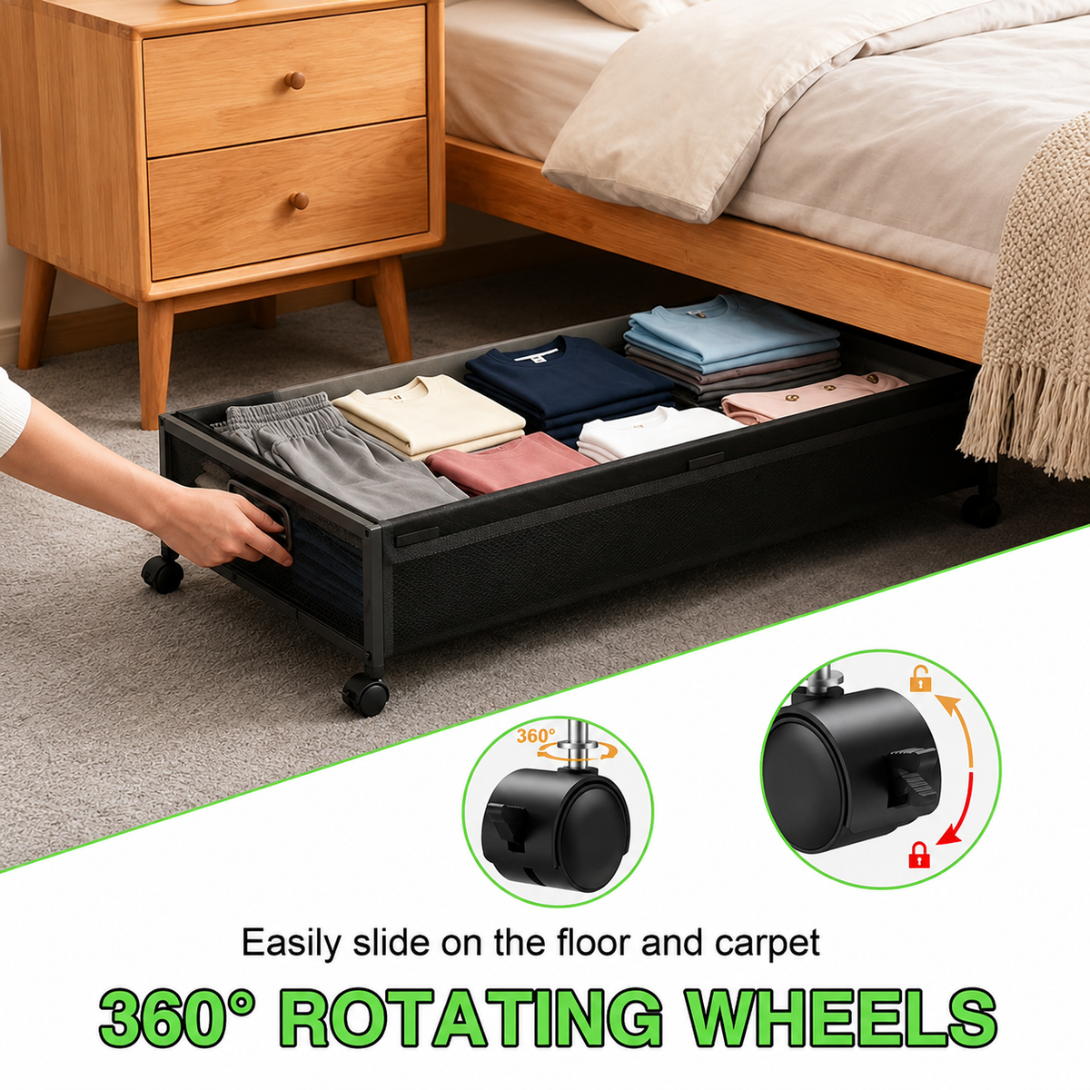 Rolling Under-Bed Storage Bins – 2 Pack