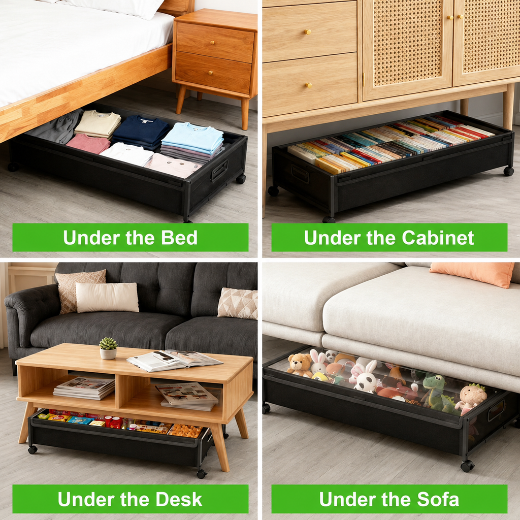Rolling Under-Bed Storage Bins – 2 Pack