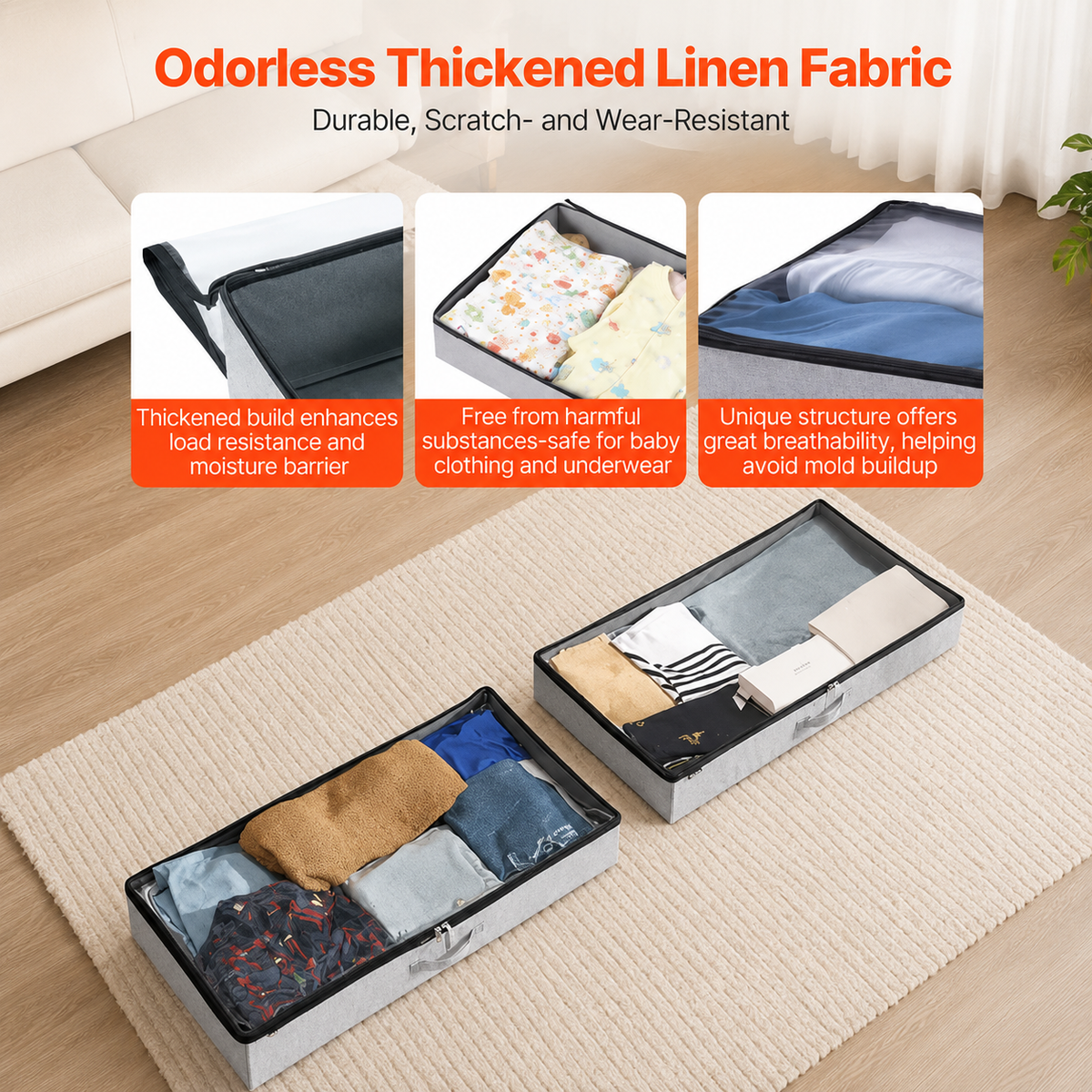 Low-Profile Under-Bed Storage Bins – 2 Pack