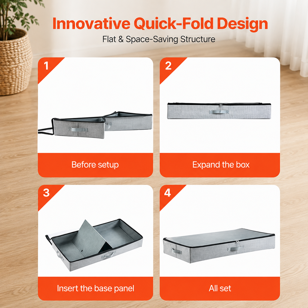 Low-Profile Under-Bed Storage Bins – 2 Pack