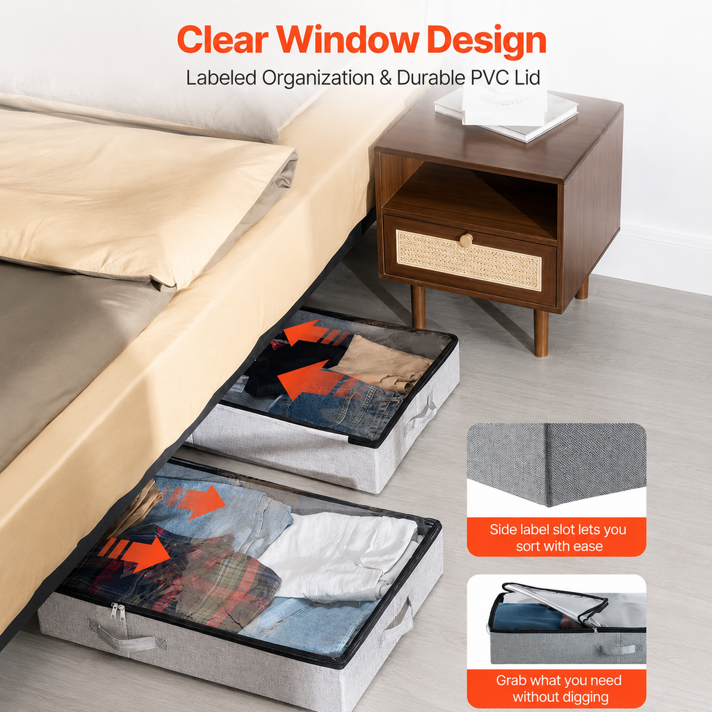 Low-Profile Under-Bed Storage Bins – 2 Pack